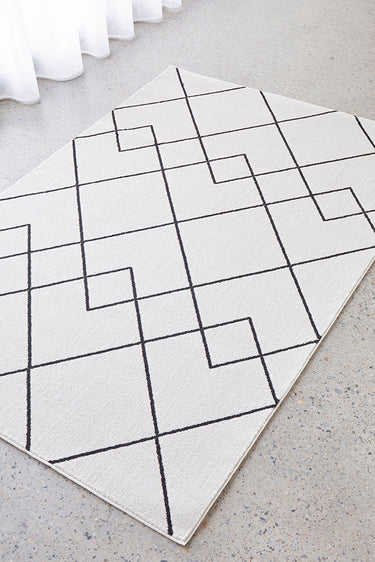 Diego Paradise Cream & Charcoal Geometric Modern Rug